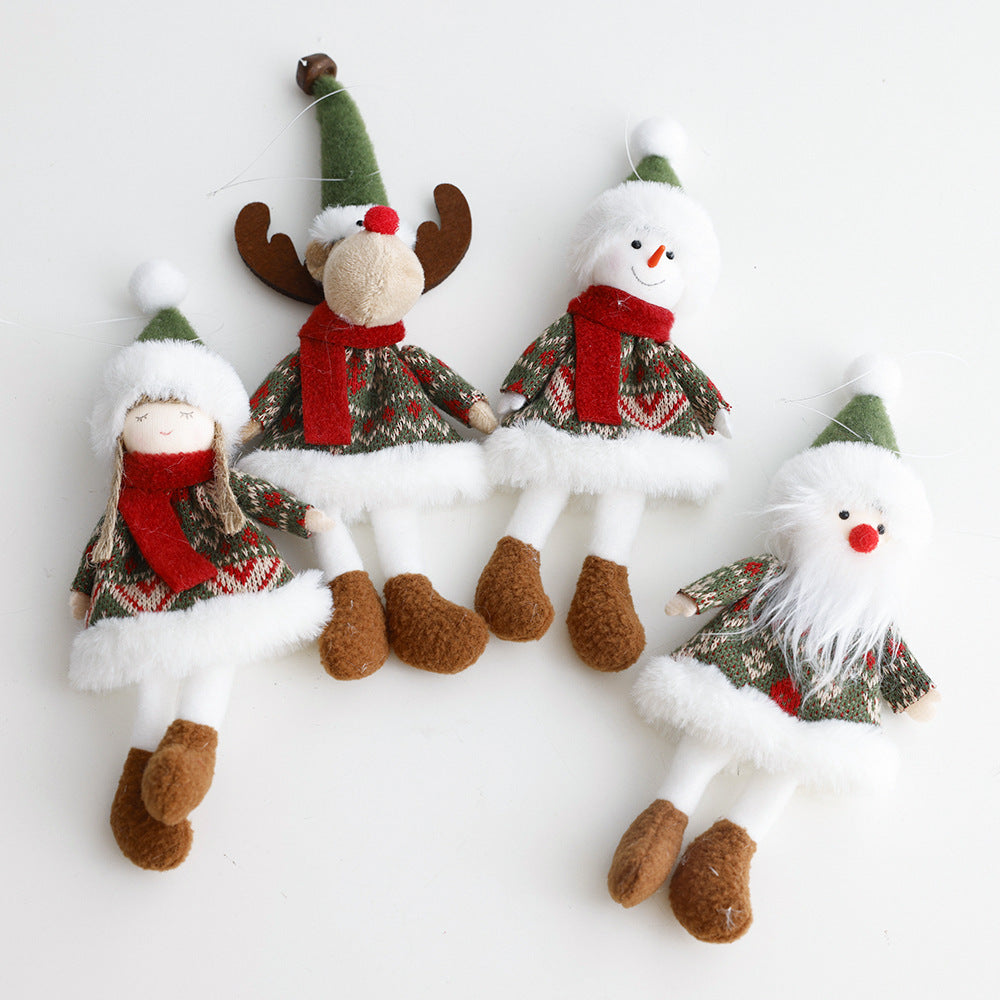 Christmas Decoration Fabric Doll Small Doll Pendant Plush Elk Santa Claus Snowman Christmas Tree Decoration