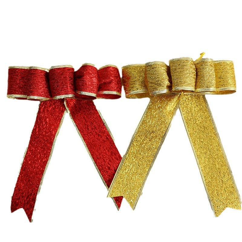 Christmas Tree Decoration with Large Sparkly Bow, Festive Ornament for Holiday Display