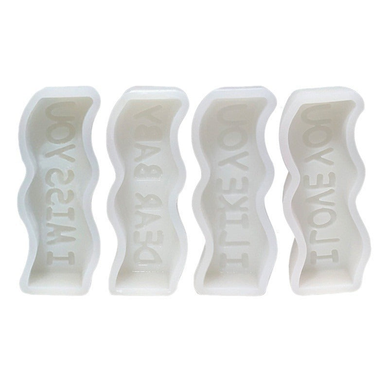 English Letters Christmas Candle Silicone Mold DIY Handmade Art Gypsum Soap Baby Birthday Cake Decoration Valentine's Day Gifts