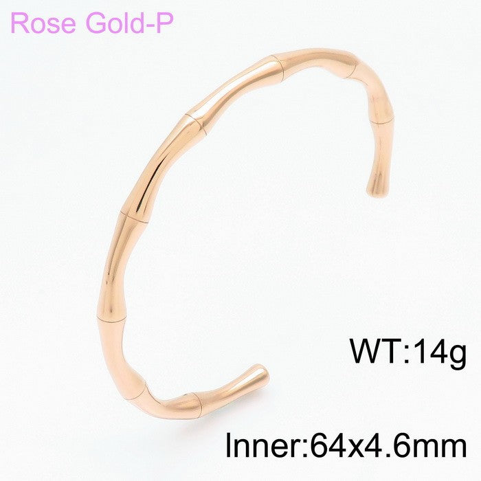 Bamboo Joint Design Stainless Steel Bracelet 18K Gold Plated Versatile High-Grade Plain Circle Bracelet