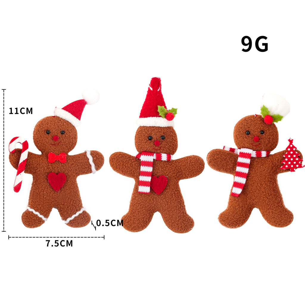 New Christmas Decoration Gingerbread Man Doll Small Pendant Christmas Tree Accessories Pendant 3-Piece Set