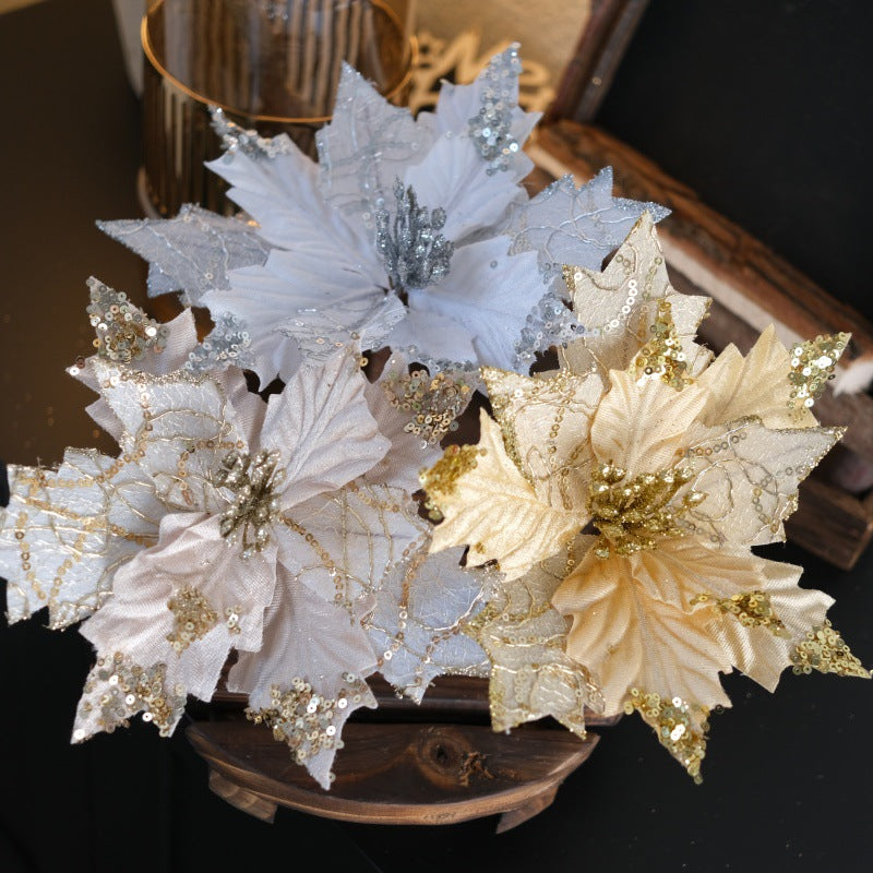 Christmas Decoration Embroidered Sequin Christmas Tree Decor Hotel Atmosphere Decoration DIY Decorative Flower