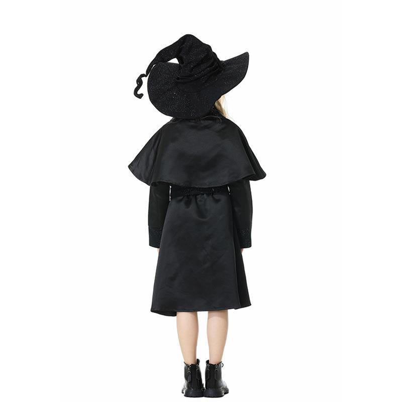 Halloween Cosplay Wizard Costume for Girls - Black Dress with Hat