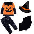 Baby Halloween Pumpkin Costume New Autumn Long Sleeve Kids Star Wizard Hat Halloween Set