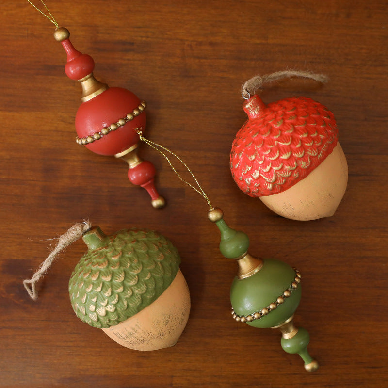 Christmas Wooden Acorn Star Tree Ornament Holiday Decoration Window Hanging
