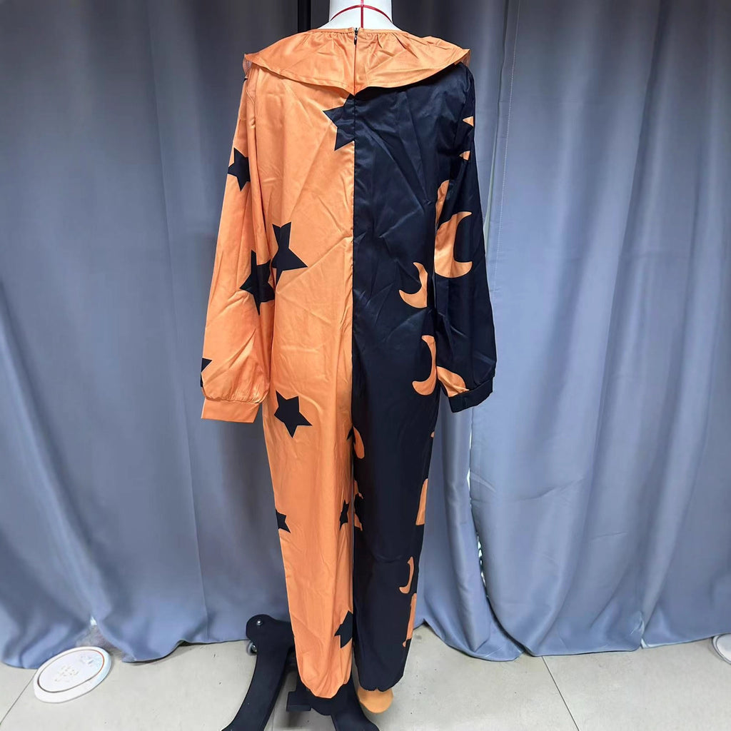 Halloween Costume Printed Long Sleeve Pants Jumpsuit for Women