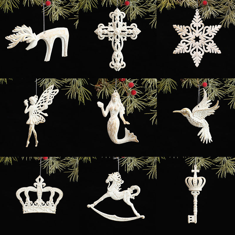 White Irregular Christmas Tree Ornament Decoration, Multiple Styles