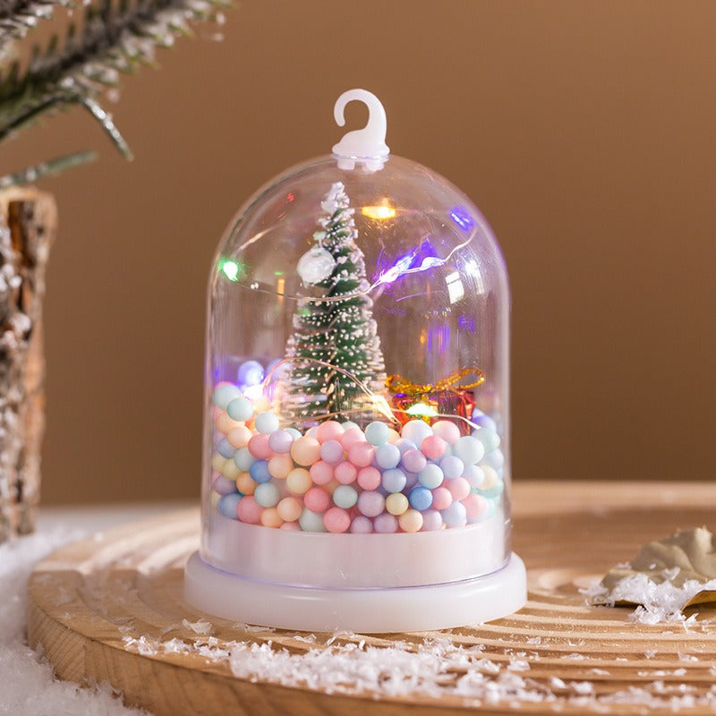 Christmas Decorations Children's Glowing Tree Silver Flower Gift Night Light Desktop Christmas Tree Snow Scene Decoration