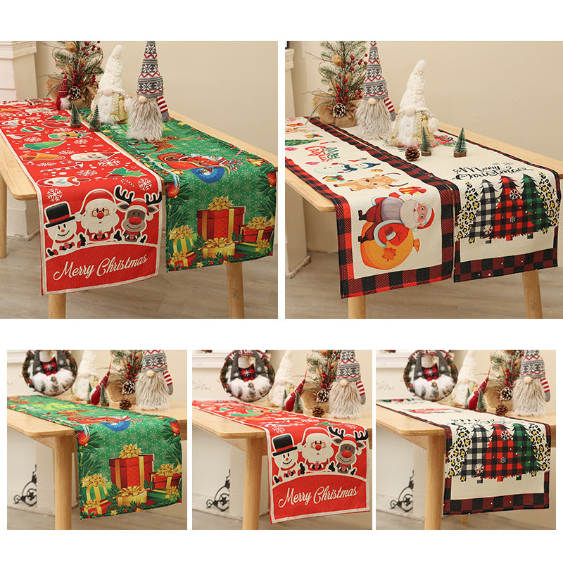 Christmas Decoration Linen Table Flag Christmas Creative Christmas Tree Wreath Printed Table Wallpaper Decoration