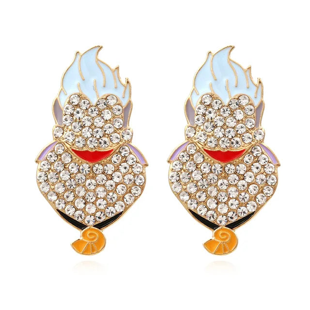 Exaggerated Rhinestone Characters Earrings for Woman Halloween Earrings Jewelry Party Casual