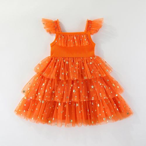Children's Halloween Dress Festival Style Lace Dress Pumpkin Ghost Costume
