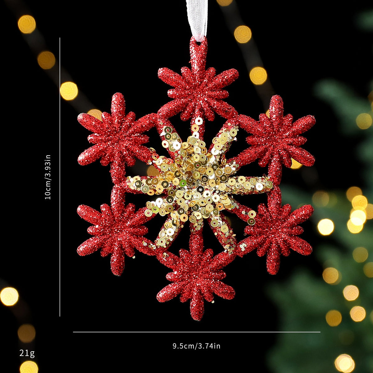 Saintyuan PC Sequin Glitter Pendant Christmas Decoration Snowflake Ornament for Christmas Tree Decoration