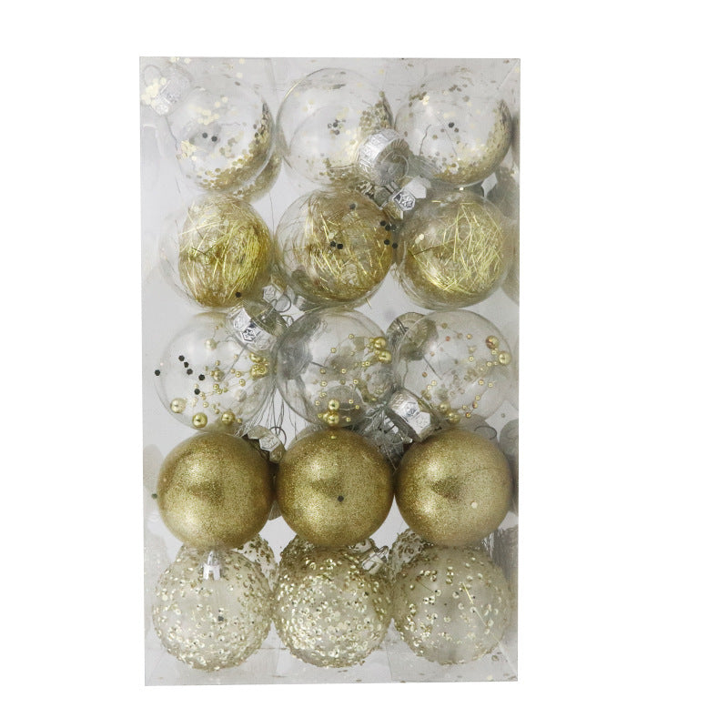 6cm30PCSpet Transparent Christmas Ball Set, Christmas Tree Pendant, Festival Window Decoration Prop