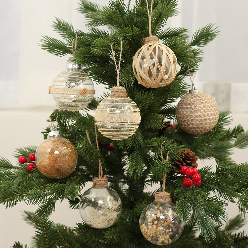 Christmas Tree Decorative Transparent Ball Ornament Hanging Decoration with Pendant Accessory