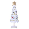 Cute Christmas Tree Fabric Wooden Display Window Desktop Christmas Embroidery Snowflake Decoration