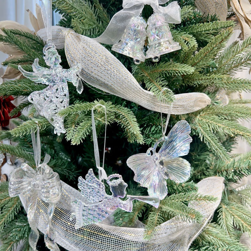 Christmas Tree Decoration Transparent Acrylic Colorful Bell Butterfly Shape Ornament