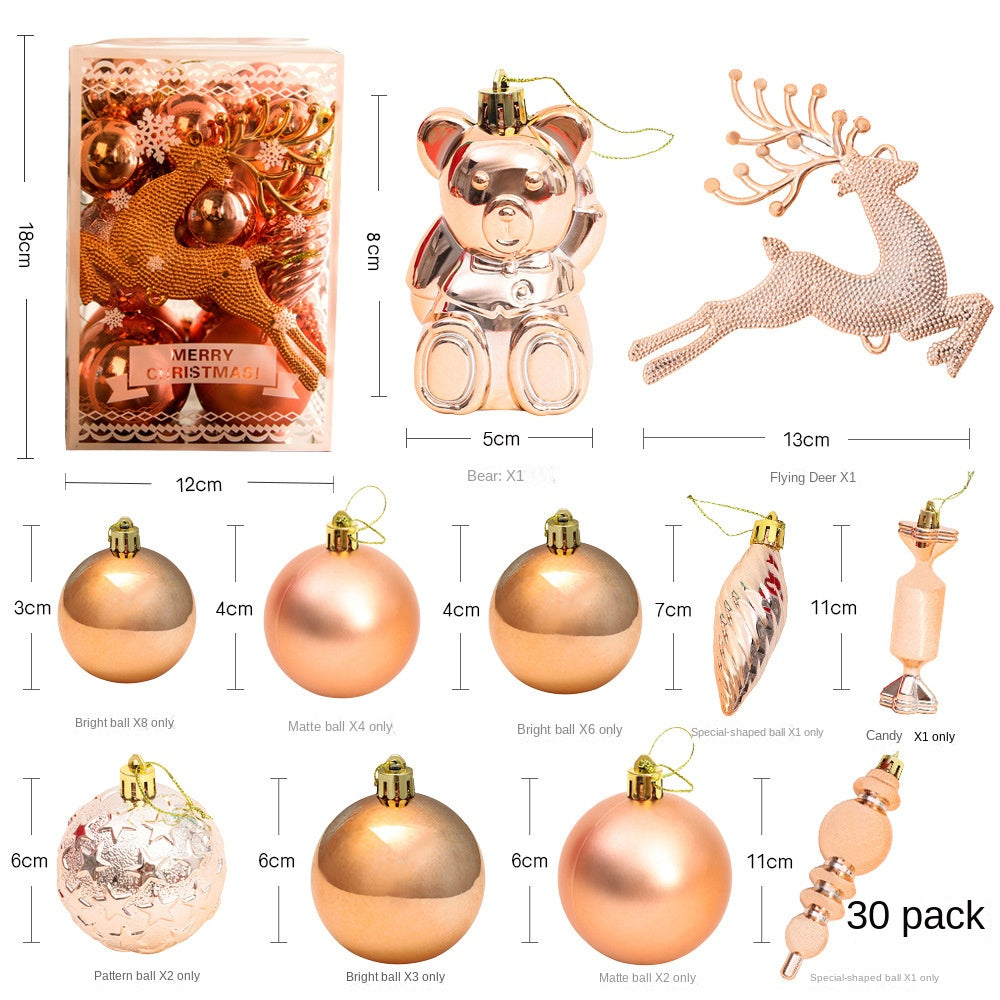 Christmas Decorations Bright Ball Gift Pack Christmas Tree Pendant Window Decoration Colorful Hanging Balls Set of 30