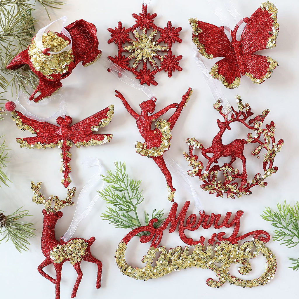 Saintyuan PC Sequin Glitter Pendant Christmas Decoration Snowflake Ornament for Christmas Tree Decoration