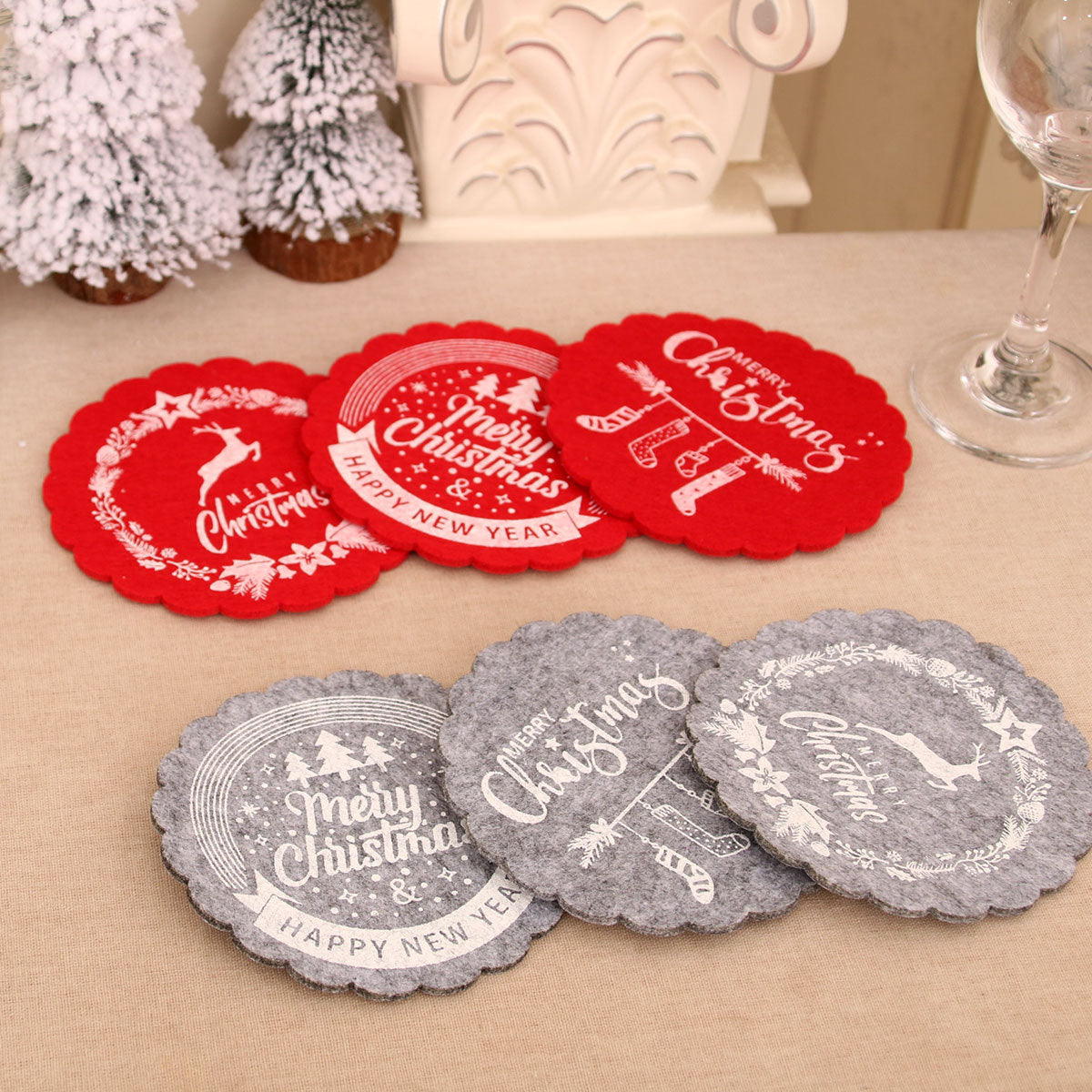 Christmas Wine Cup Mat Tea Cup Mat Christmas Hotel Restaurant Home Decoration Supplies