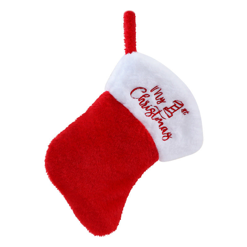 Fuzzy Christmas Hat Decoration DIY Christmas Stocking Gift Bag Christmas Tree Ornament Hanging Decor