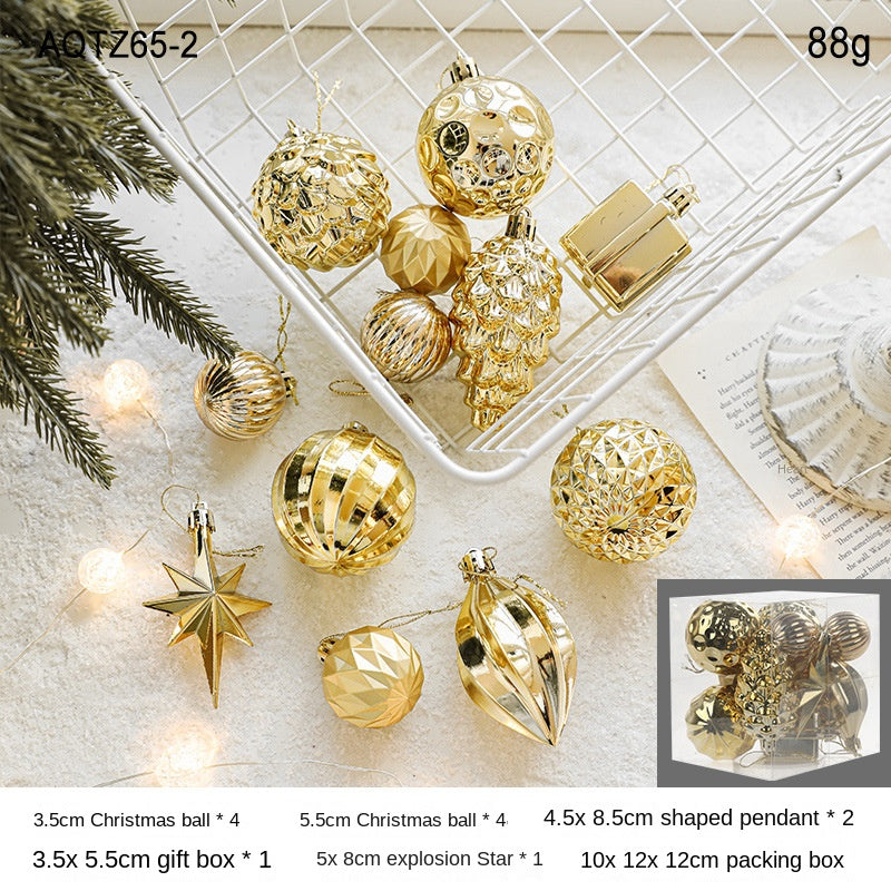 Christmas Tree Electroplating Octagonal Star Pinecone Ball Pendant Decoration Christmas Ball Gift Box Pendant Ball Decoration