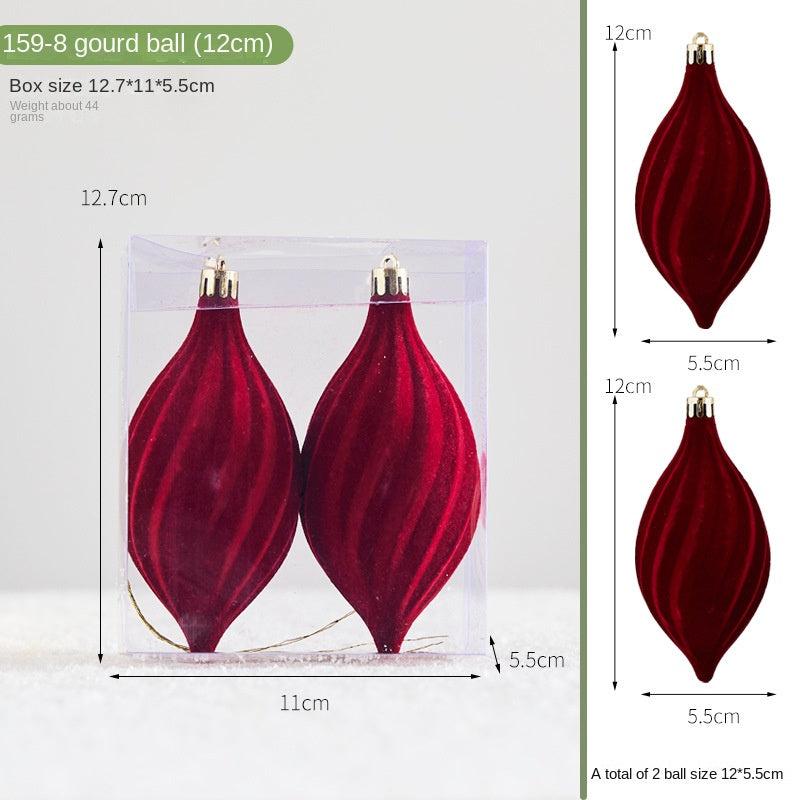 New Christmas Decoration Flocked Ball Wine Red Creative Cone Shaped Ornament Christmas Tree Decoration Festival Atmosphere Hanging Decor