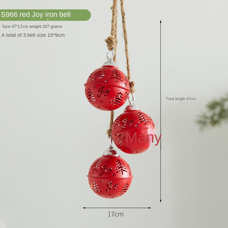 Christmas Atmosphere Decoration Iron Bell Hanging Ornament Christmas Tree Decor Wind Chime Hanging Decor Scene Decoration Pendant