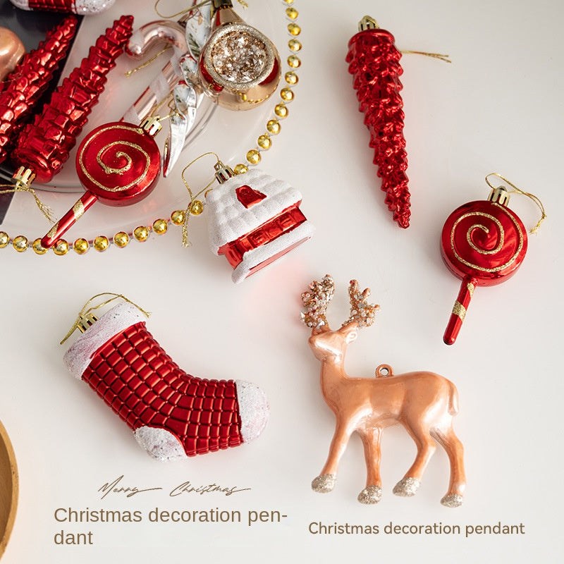 Christmas Decoration Reindeer Hanging Ornament Candy Cane Ice Stick Creative Christmas Hanging Decor for Wardrobe Scene Decoration Gift