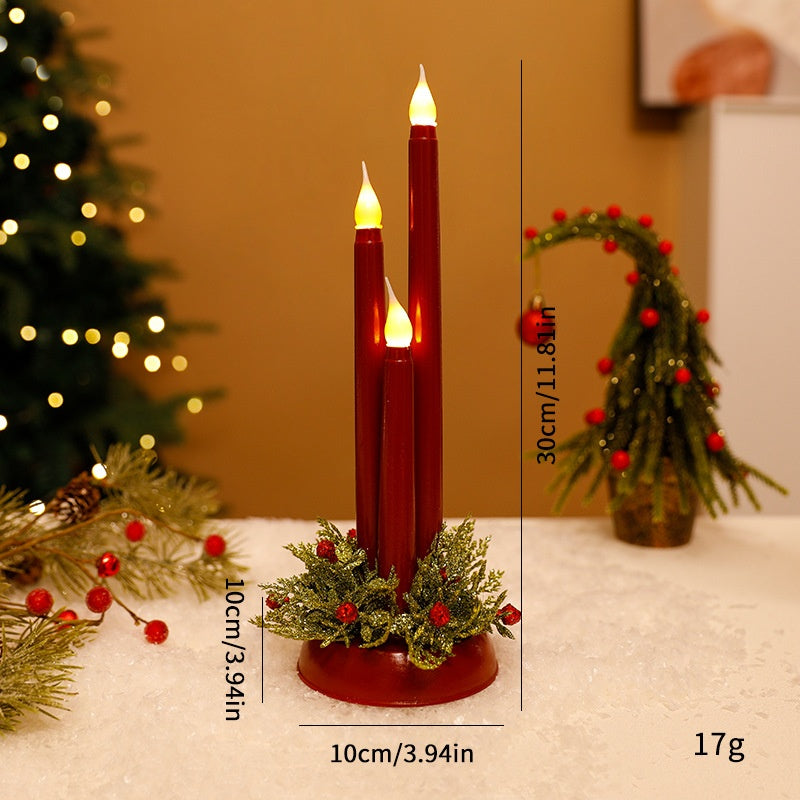 LED Electronic Candle Realistic Christmas Decoration Smooth Long Candle Christmas Ornament