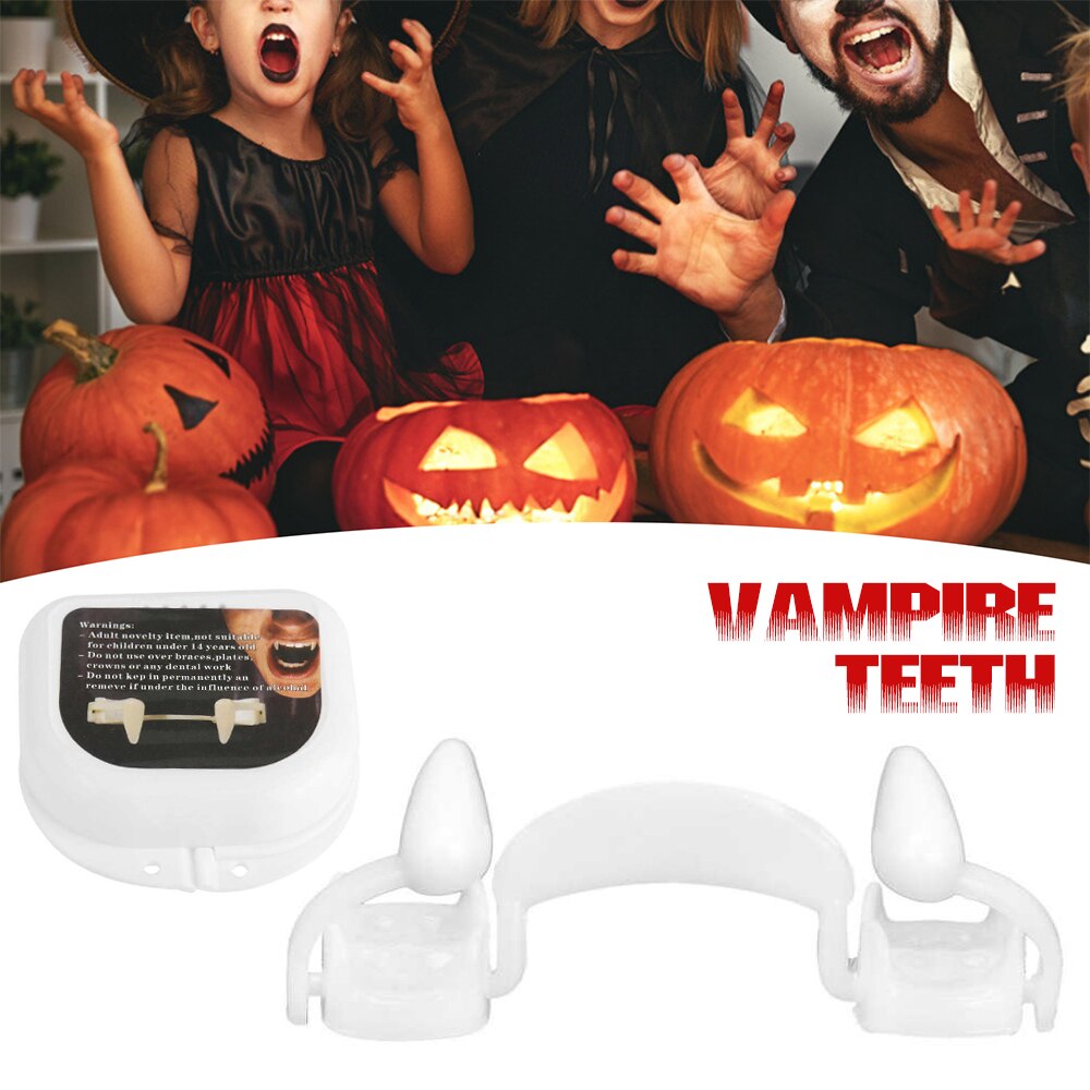 New Retractable Vampire Teeth Dentures Zombie Teeth Silicone Dentures Halloween Decoration Horror Vampire Party Props Decoration