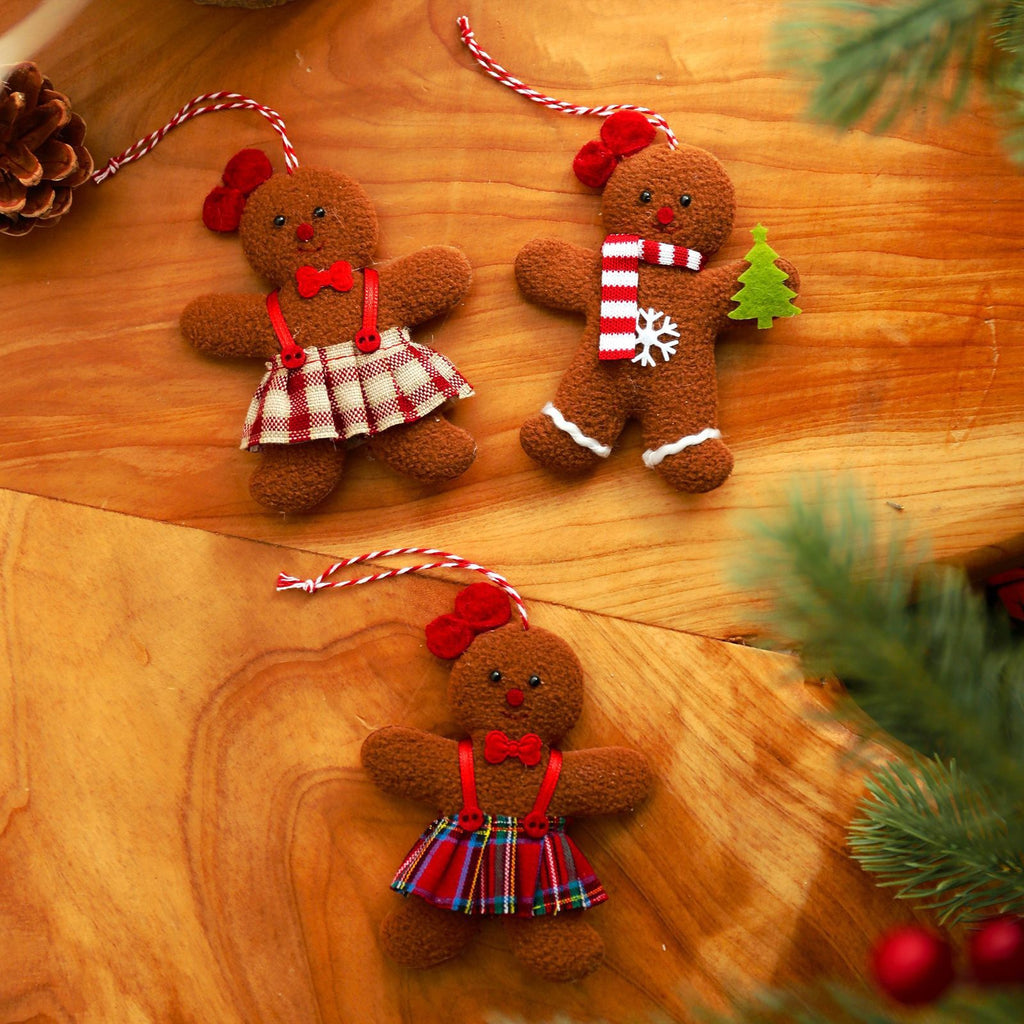 New Christmas Decoration Gingerbread Man Doll Small Pendant Christmas Tree Accessories Pendant 3-Piece Set