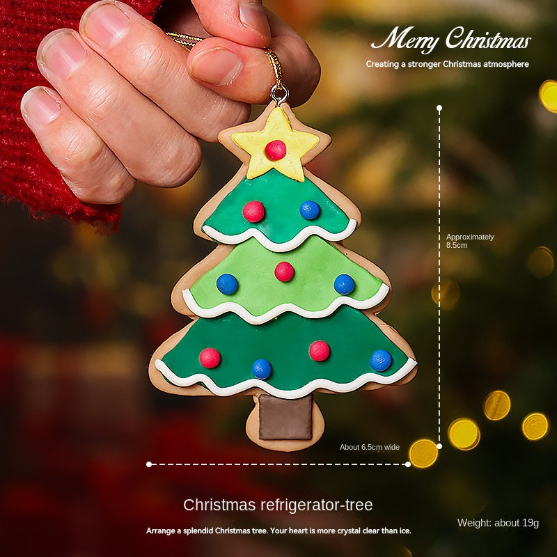 Christmas Decorations Christmas Gingerbread Man Atmosphere Decoration Christmas Tree Vintage Cute Resin Magnetic Fridge Sticker