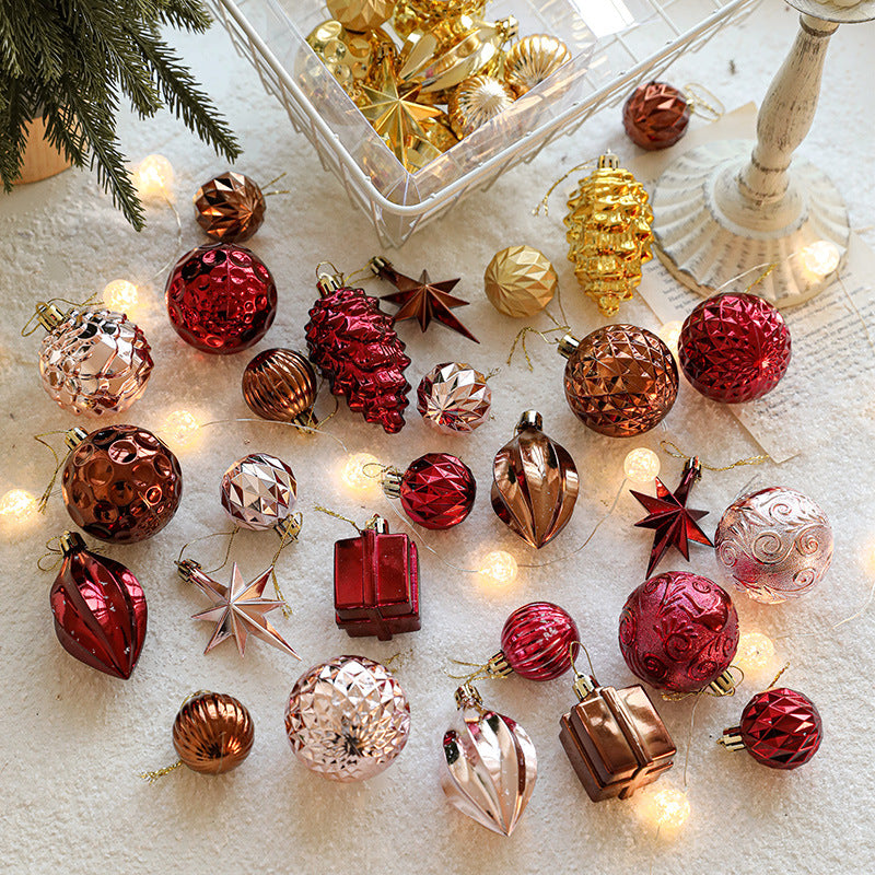 Christmas Tree Electroplating Octagonal Star Pinecone Ball Pendant Decoration Christmas Ball Gift Box Pendant Ball Decoration