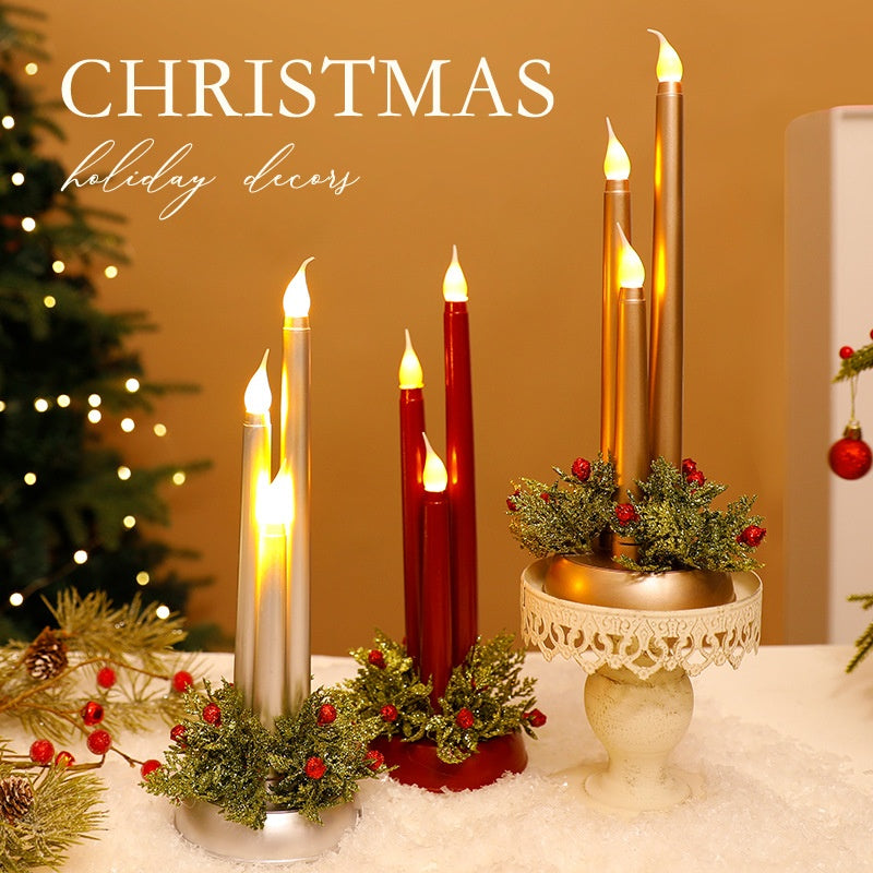 LED Electronic Candle Realistic Christmas Decoration Smooth Long Candle Christmas Ornament