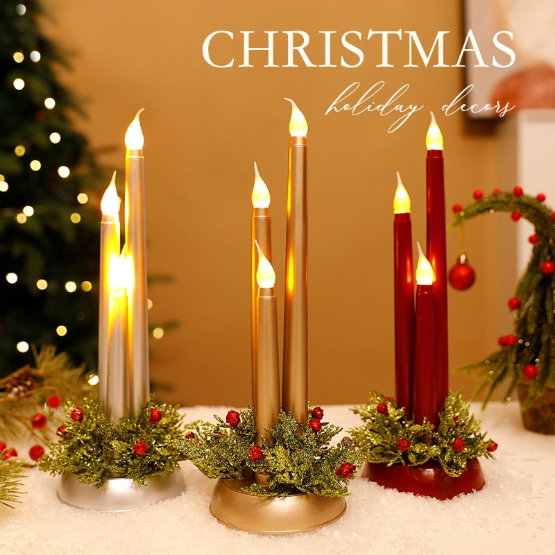 LED Electronic Candle Realistic Christmas Decoration Smooth Long Candle Christmas Ornament
