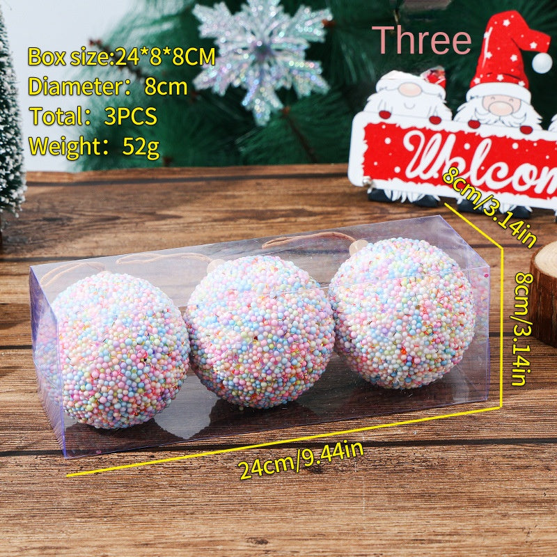 Christmas Ball Ornament Set 3PC Christmas Tree Decoration Colorful Balls Hanging Decor 8cm Holiday Decoration Ball