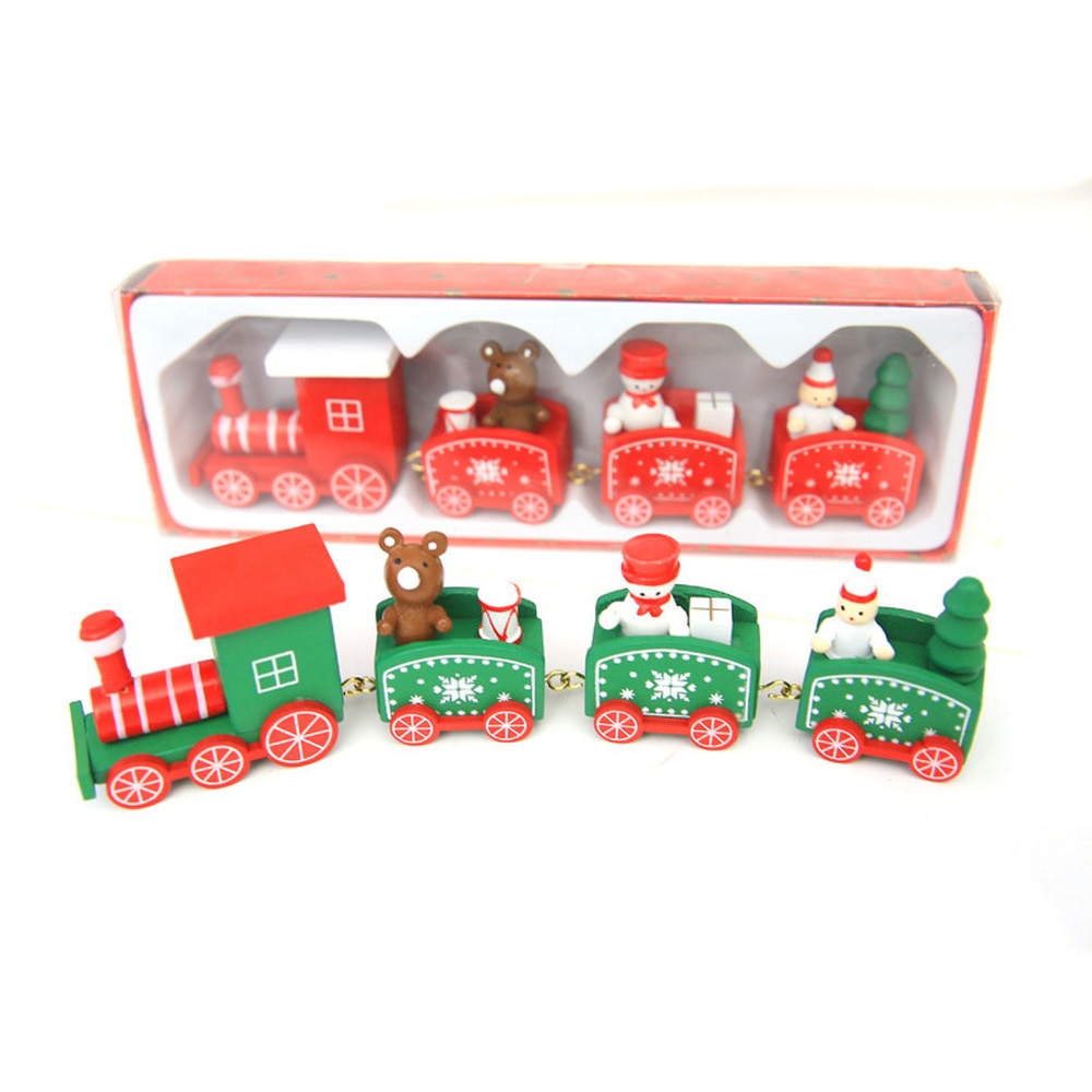 Christmas Train Painted Wood Christmas Decoration for Home Merry Christmas Ornament Navidad Xmas Decoration New Year Gift