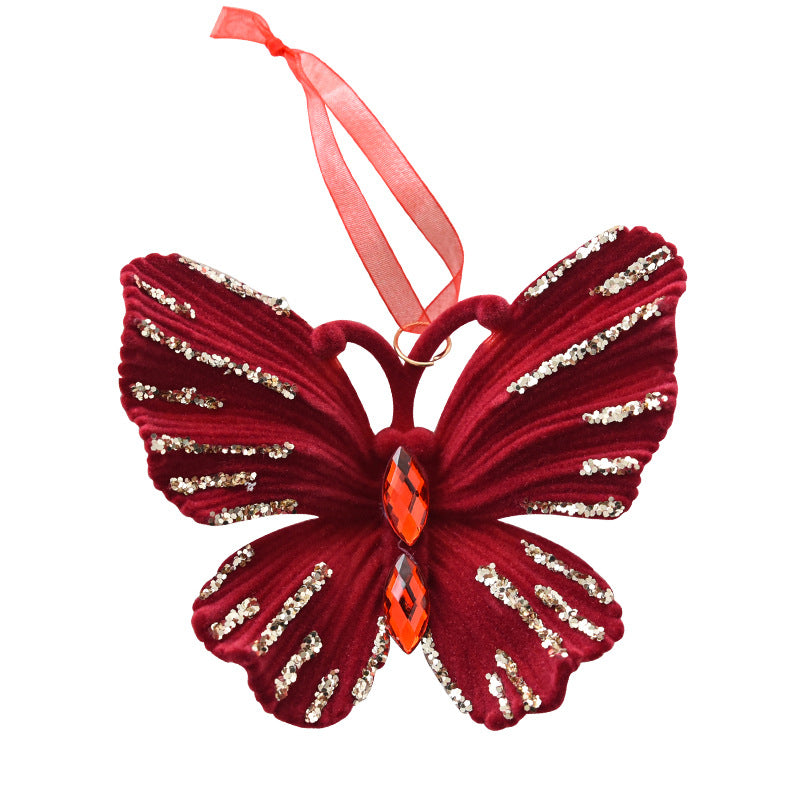 Christmas decoration red flocking elk bell pendant Christmas tree decoration ornaments