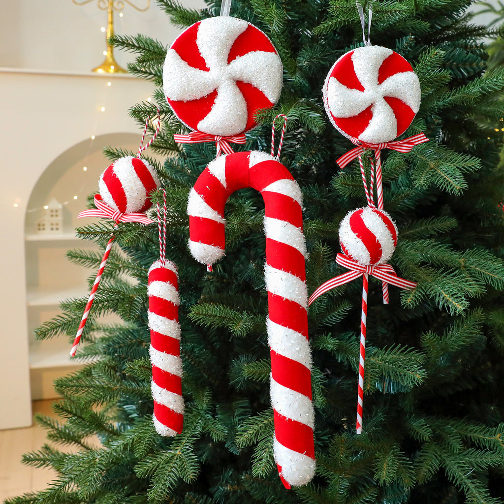 Santa Yuen New Red and White Decorative Foam Candy Cane Lollipop Ornament Christmas Decoration Christmas Tree Decoration