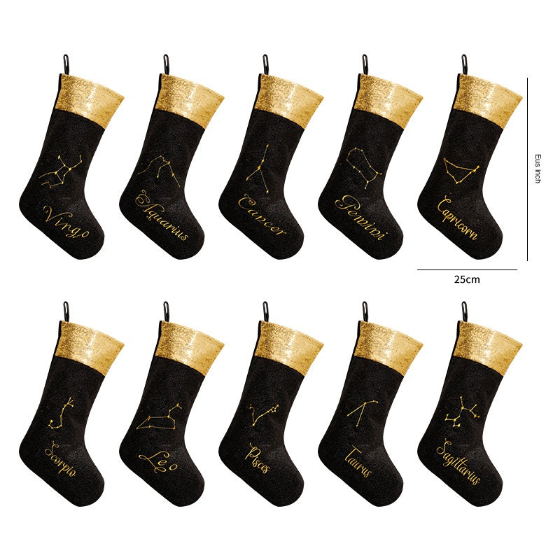 Christmas Decoration Black Zodiac Christmas Socks Christmas Ornament Display Piece