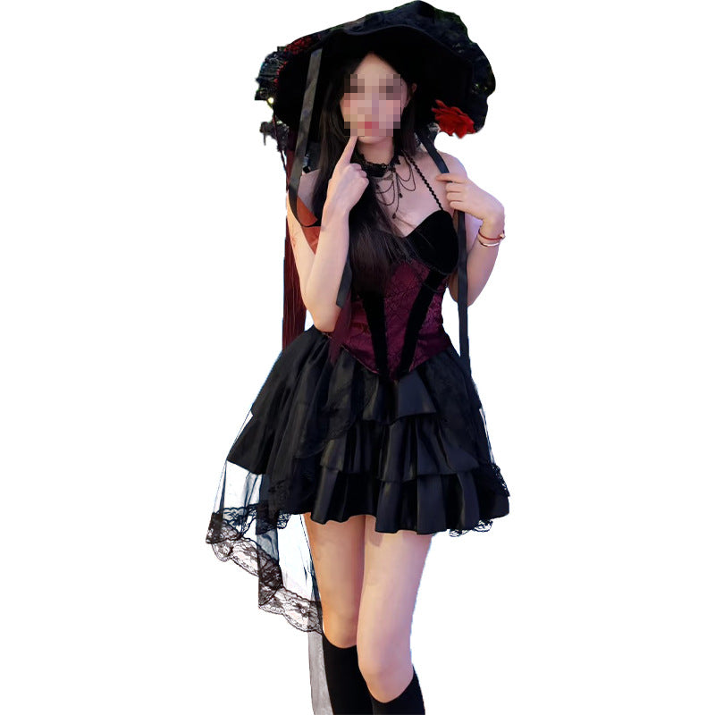 Halloween Cosplay Duke Costume Dark Style Sleeveless Short Dress Set Sexy Halloween Outfit