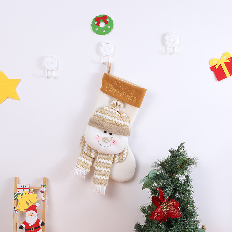 Christmas candy bag, gift bag, cute cartoon big head old man, snowman, reindeer, Christmas socks decoration