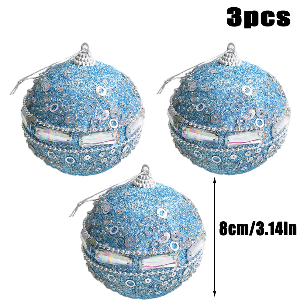 Star blue foam ball Christmas ball decoration package Christmas tree pendant 8cm festival decoration accessories